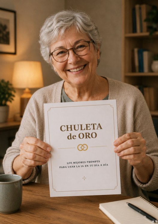 Dona mostrant la guia Chuleta de Oro