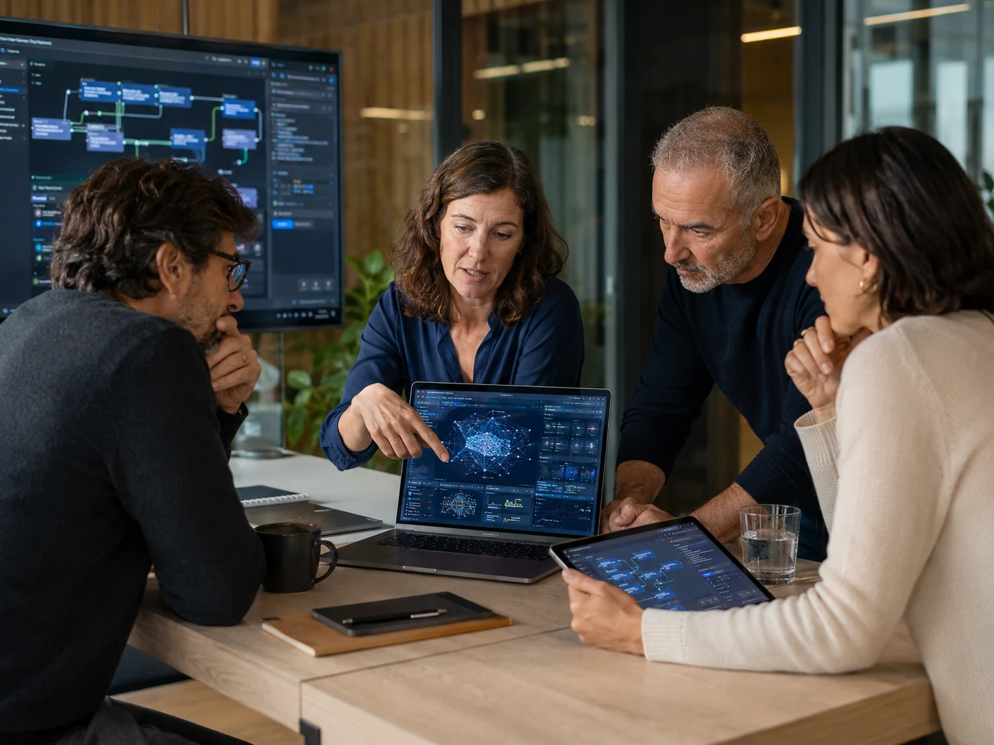Equip treballant amb eines d'intel·ligència artificial